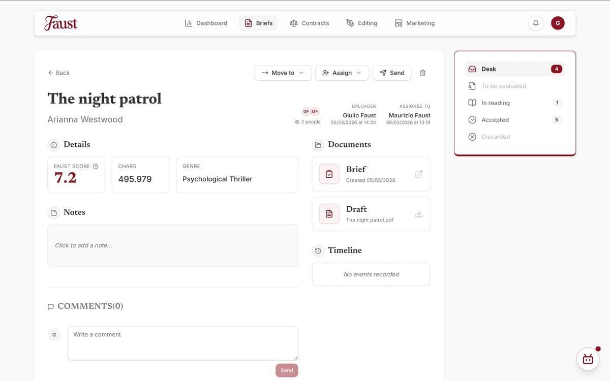 Faust manuscript detail view with scoring, documents and timeline