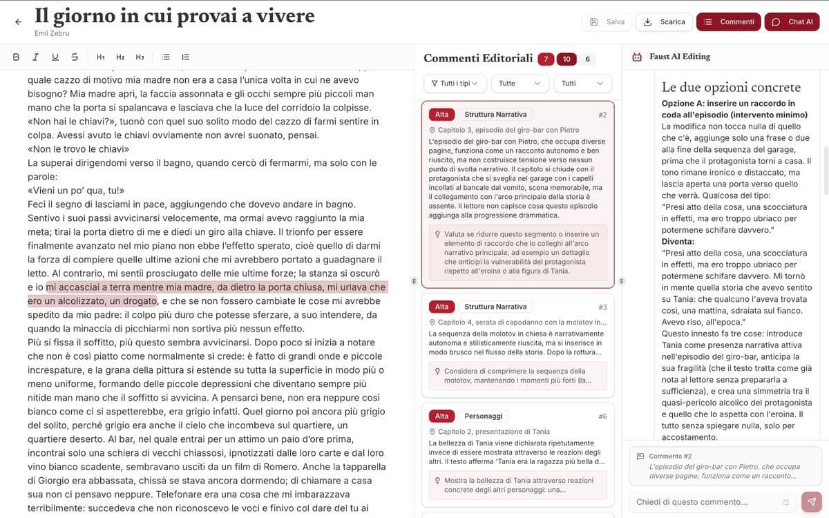 Faust AI-assisted editing with inline comments and suggestions